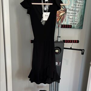 Selfie Leslie Black Ruffle-Hem Mini Dress